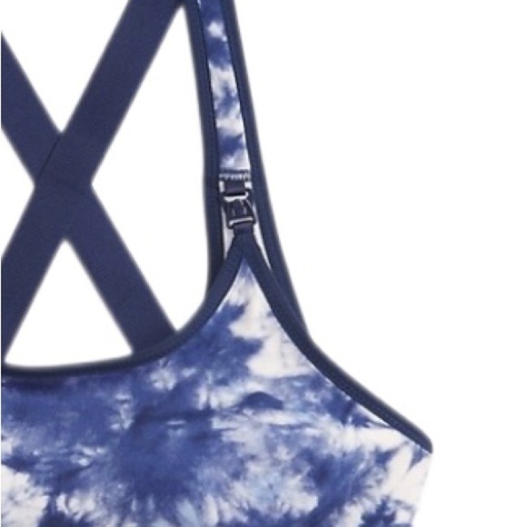 Gapfit Low Impact Maternity Nursing Sports Bra S Blue Off White Convertible - Picture 2 of 6